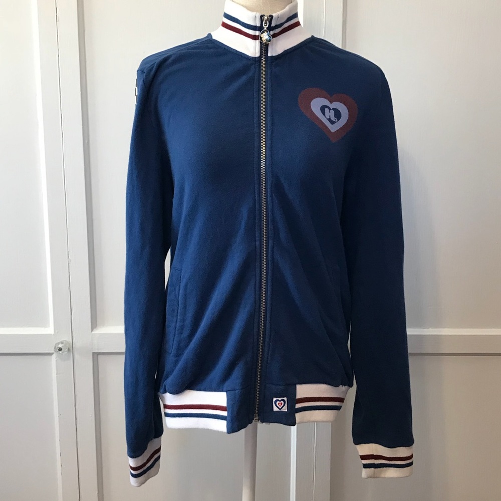 Harajuku Lovers Navy Checkered Sleeve Sweatshirt